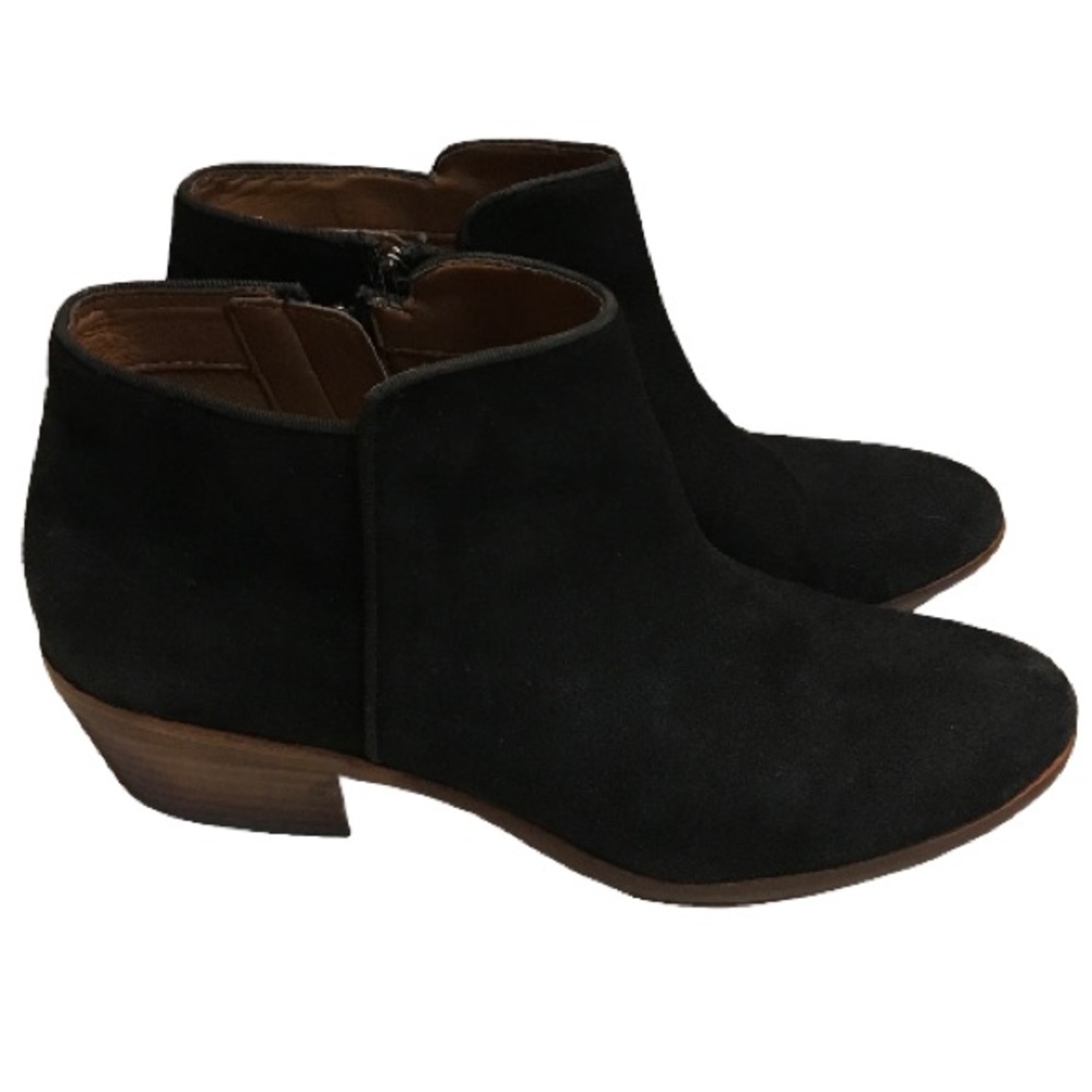 SAM EDELMAN BLACK SUEDE BOOTIES 2” BLOCK HEEL SIZE 8 1/2